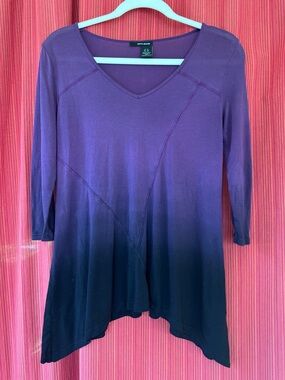 Dkny Purple Ombre V-Neck Tunic 3/4 sleeved - Size XS